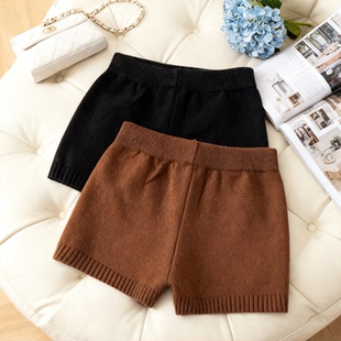 秋冬针织短裤女修身百搭韩系高级感配大衣外穿打底裤小个子慵懒风