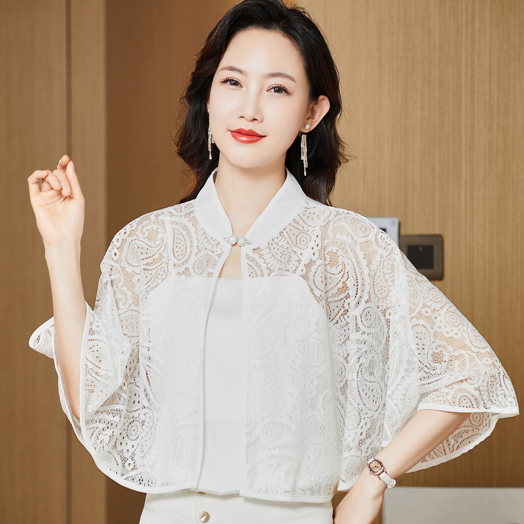 夏季蕾丝防晒妈妈披肩开衫