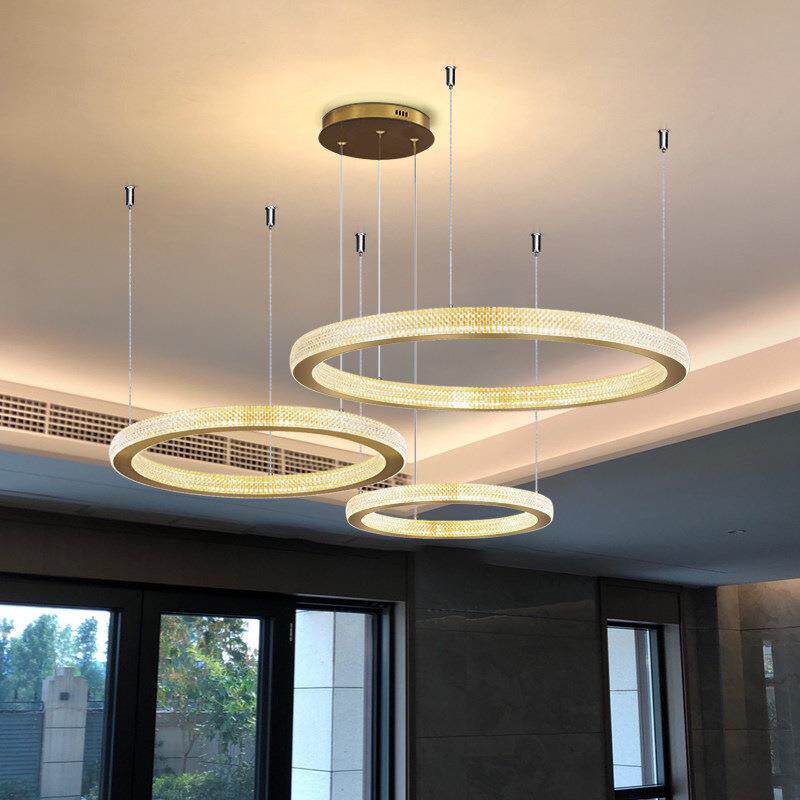 客厅灯2021新款圈圈现代简约客厅吊灯餐厅灯led圆环复式大厅吊灯
