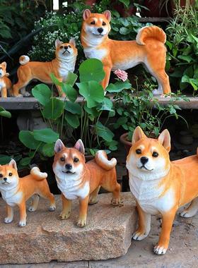 仿真狗摆件落地花园装饰柴犬雕塑模型庭院秋田犬看家入户树脂动物