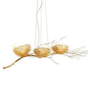 北欧后现代餐厅吊灯个性 艺术鸟巢鸟蛋灯饰客厅吧台三头铝线吊灯