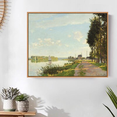 阿让特伊的小路莫奈风景画艺术微喷画客厅卧室沙发沙发背景装饰画