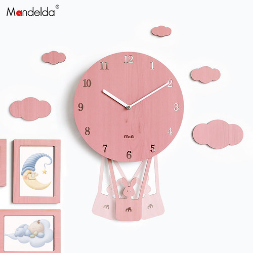Mandelda摇摆儿童卡通挂钟客厅现代创意个性钟表卧室静音家用时钟