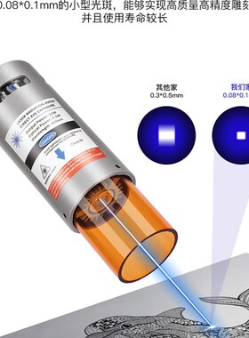 20w高功率激光头小型雕刻机切割3pin接口5.5w光功率波长450nm定焦