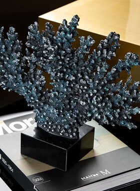 简约极简样板房售楼处天然珊瑚摆件客厅书房饰品软装饰品