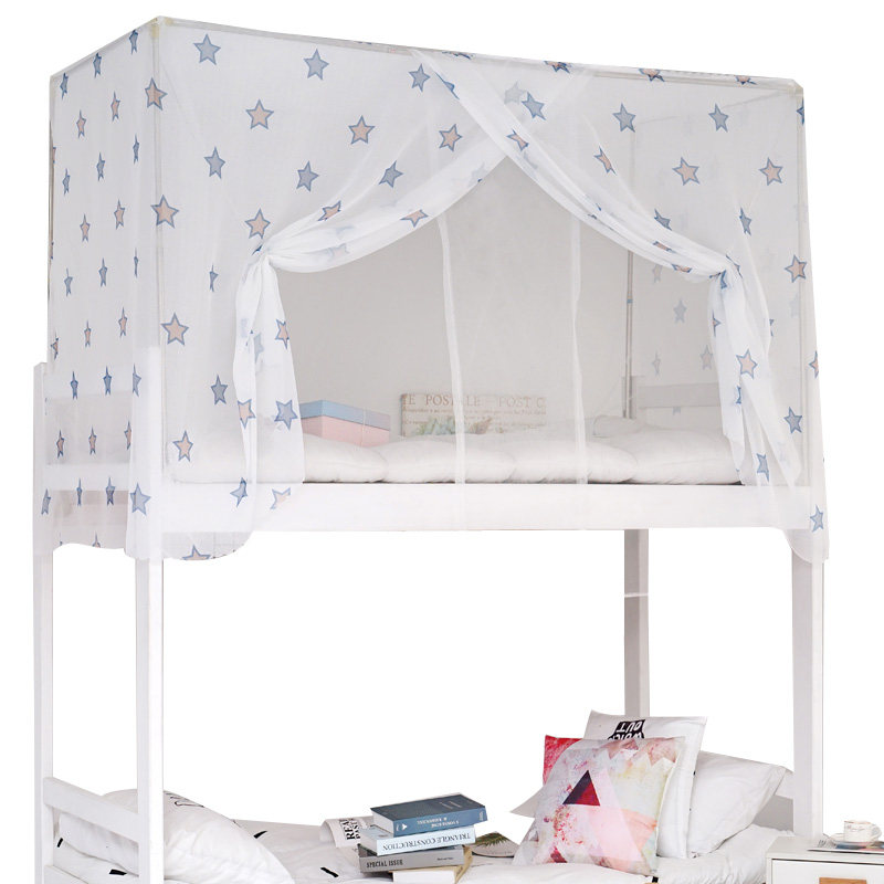 大学生宿舍公主风蚊帐床帘上铺下铺0.9m纱单人床加密防蚊带防尘顶