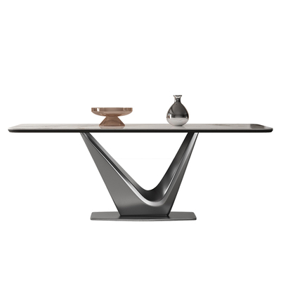 奥古斯特意式极简岩板餐桌简约高端亮光小户型家用餐桌