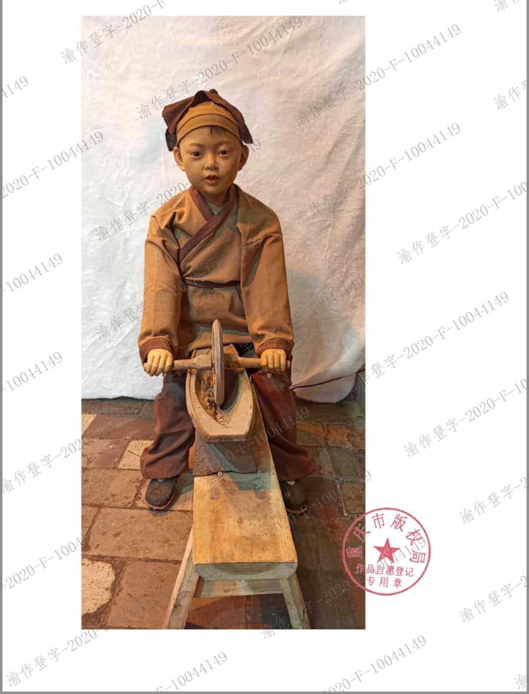 磨药童蜡像硅胶像电动机器人彷真人1比1人物像制作香囊店揽客