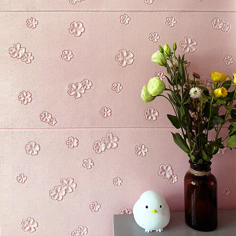 3D立体墙贴韩式田园小碎花自粘墙纸卧室温馨浪漫酒店装饰软包壁纸