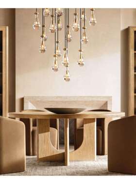 RH美式实木圆餐桌椅家具别墅设计师外贸出口跨境电商亚马逊供应商