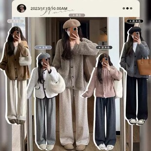 糯米裤女春秋慵懒软糯高腰垂感阔腿裤