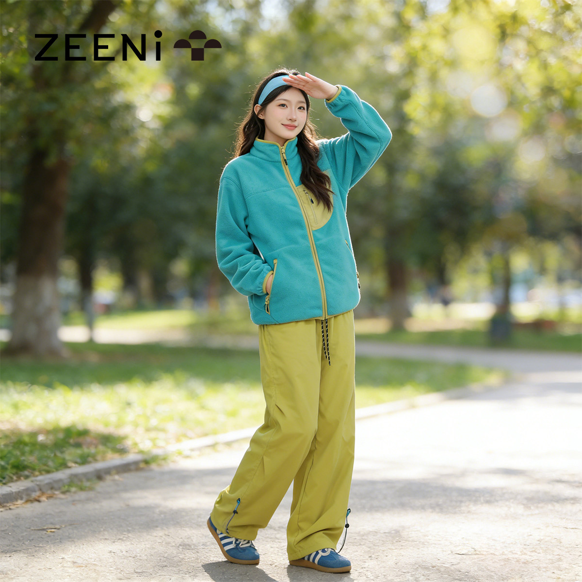 ZEENI 山系加厚羊羔绒开衫外套女秋冬多巴胺保暖休闲运动抓绒上衣
