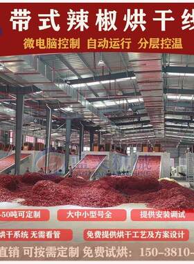 大型辣椒烘干设备 鲜红辣椒烘干机器 商用自动网带式中药材烘干机
