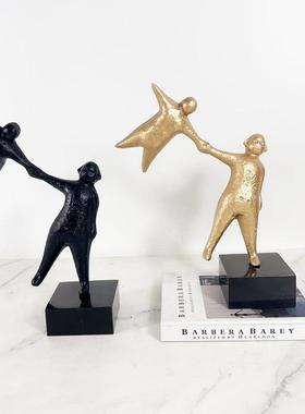 北欧金属拉手小人摆件创意装饰现代客厅饰品铁工艺品样板间摆件