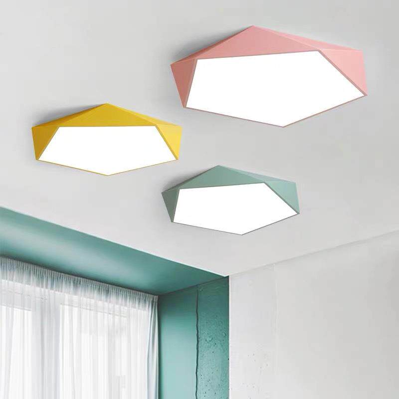 马卡龙几何餐厅LED吸顶灯 现代儿童房卧室创意温馨钻/石灯具装饰