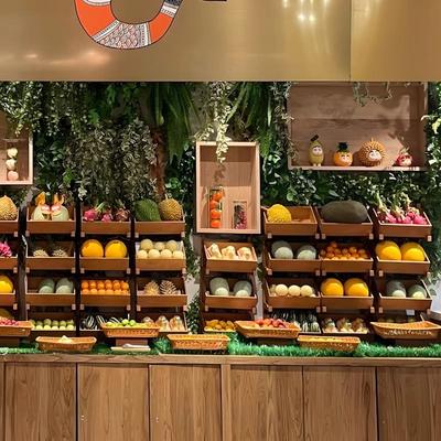 水果陈列架实木水果店超市货架置物架阶梯式果蔬展示架多层收纳架