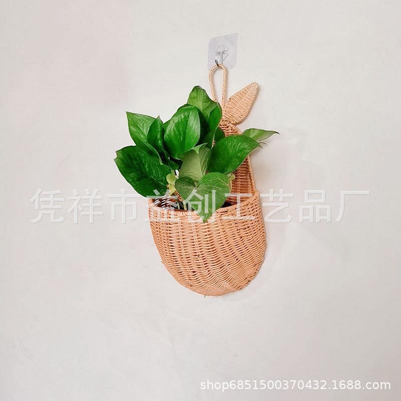 藤编挂式置物架浴室壁挂整理架厨房收纳置物架家装饰品摆件墙上