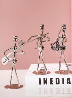 创意复古乐队小铁人摆件铁艺人偶模型家居玄关酒柜装饰金属工艺品