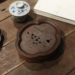 海棠壶承 仿古 纯铜 9WOR 中式 太湖石黄 文人茶器 霁斋