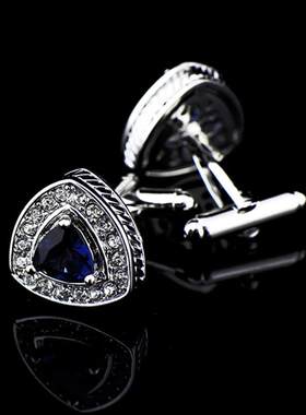 英博商务墨蓝色锆石袖扣水晶镶钻袖钉法式扣733cufflinks/910001