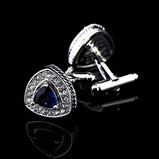 英博商务墨蓝色锆石袖扣水晶镶钻袖钉法式扣733cufflinks/910001