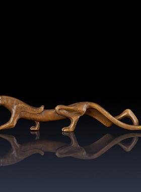 古铜走虎笔架仿书法镇纸文房四宝毛笔书法创意摆件收藏把玩赠礼