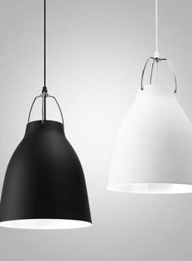 北欧现代简约单头吊灯肯德基麦当劳必胜客快餐厅吧台黑白吊灯灯罩