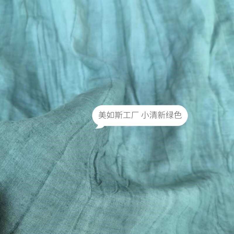 慵懒随性风格纯手工褶皱扎染亚麻提花肌理面料 厂家