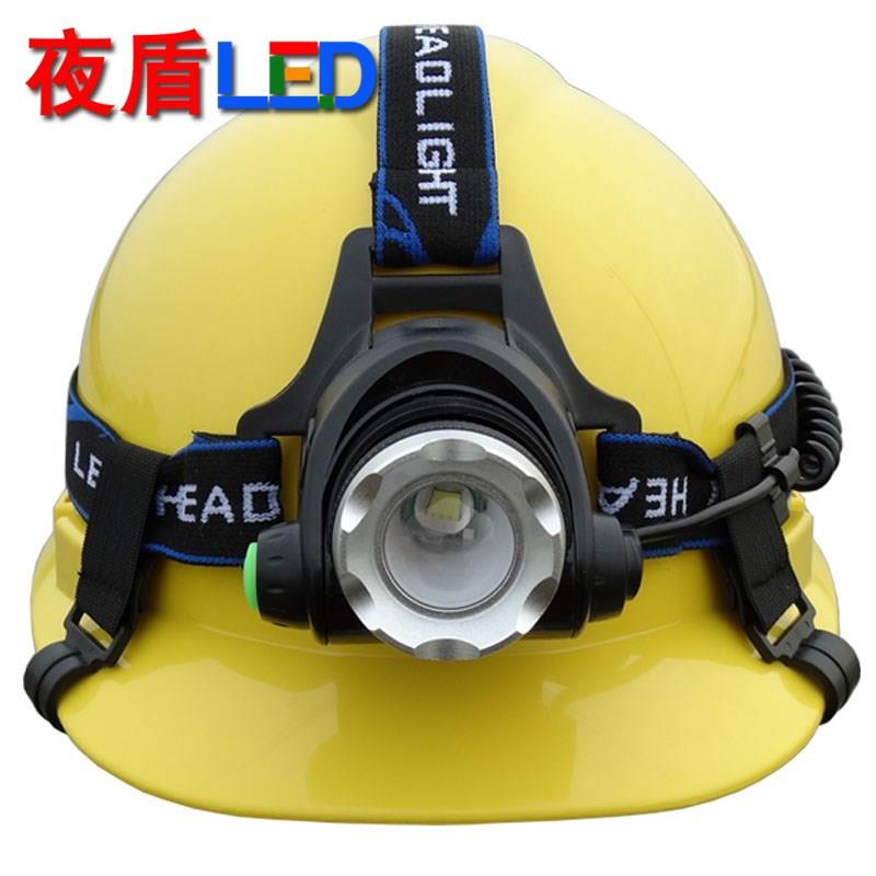 夜盾头灯 安全帽头灯 夜盾带灯安全帽 调焦变焦矿灯帽 T6 DUN89