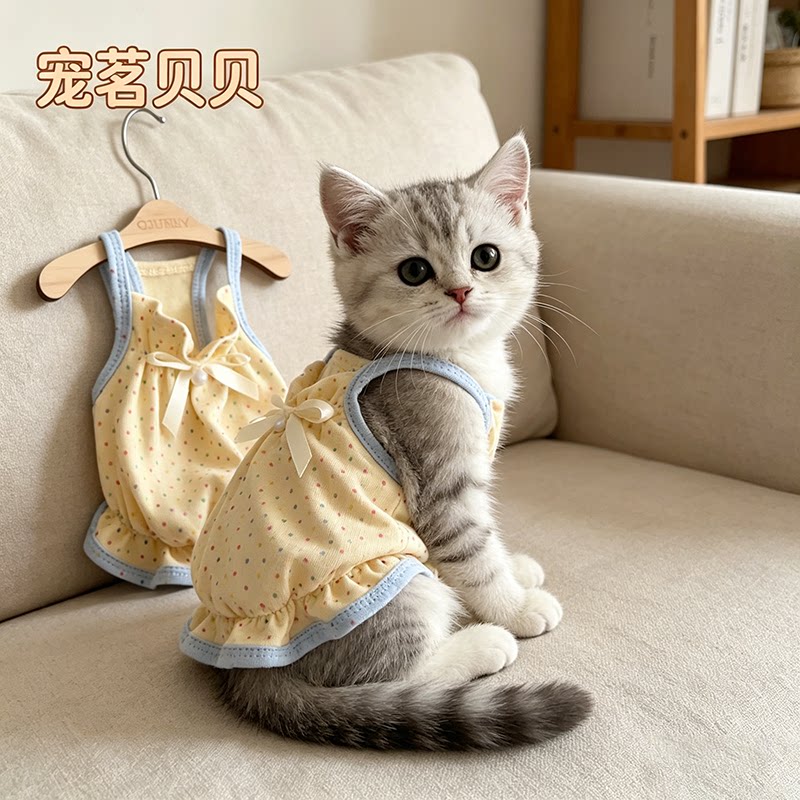 猫咪衣服防掉毛薄款公主吊带裙图片