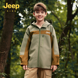 Jeep吉普童装儿童男童女童防风外套2025秋冬新款户外冲锋休闲衣服