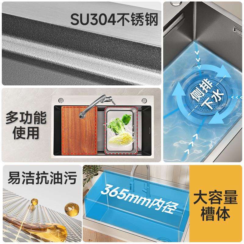 厨房水槽加厚耐磨304不锈钢水槽大单槽家用手工洗碗槽台上下