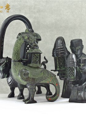 汉代宫廷牛灯长信宫灯雁鱼灯鸟型灯青铜器仿古工艺品开业礼品摆件