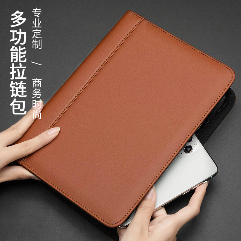 A5商务拉链笔记本子活页夹多功能创意简约复古皮质活页本A6可拆卸