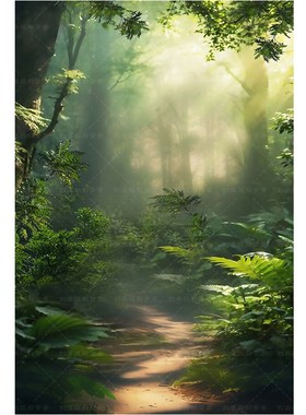 梦幻儿童深林室内拍照背景影楼室内挂轴春天森林写真喷绘纸