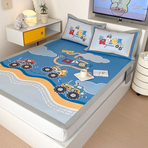 新款夏季冰丝凉席可水洗折叠三件套单人学生宿舍空调软席1.2米