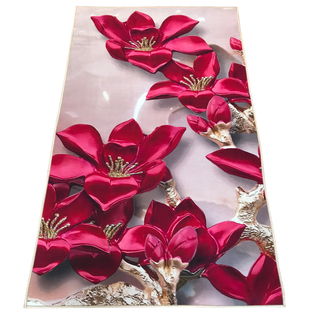 3D印花平绒地垫花卉图案客厅茶几卧室床前地毯飘窗门厅定制可裁剪