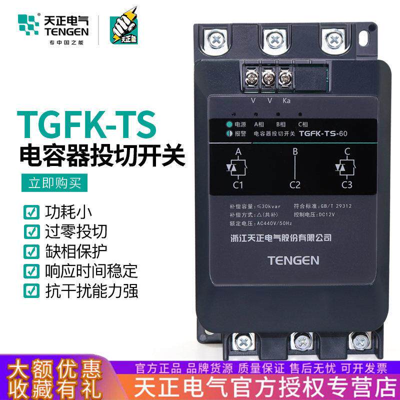 天正TGKF智能低压复合开关60A80A三相450V共补动态电容器投切开关