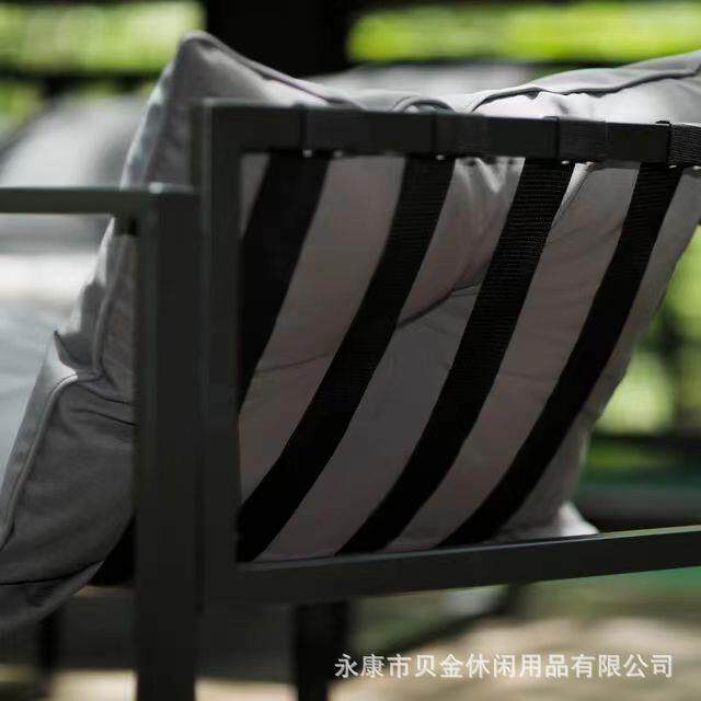 户外沙发四件套铁艺便携织带椅带棉垫户外家具沙发茶几组合休闲椅