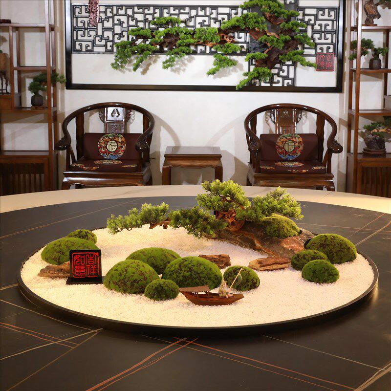 餐桌中间摆花圆桌摆件转盘花饭店装饰品高端饭店餐厅沙盘摆台桌花
