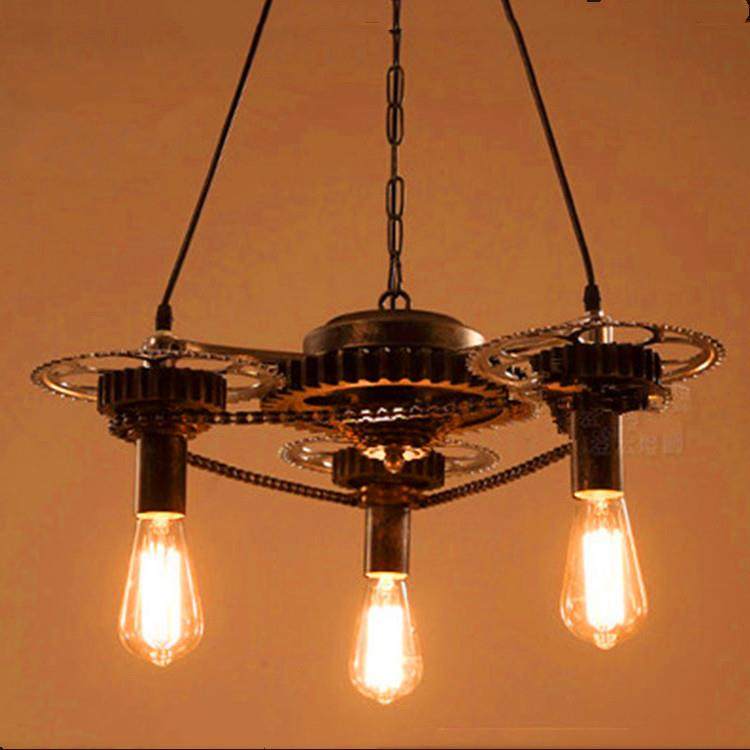 齿轮吊灯 个性创意 餐厅咖啡厅酒吧吊灯loft乡村 复古工业风 木头