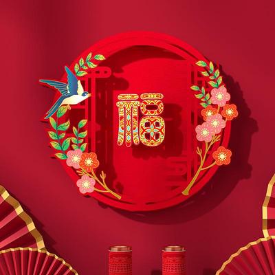 福字门贴大号2025年蛇年大吉立体福字客厅布置贴纸新年挂饰装饰