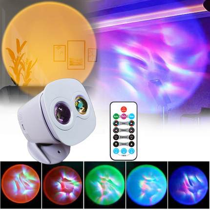 LED夕阳极光投影仪 日落小夜灯卧室圣诞氛围创意装饰灯酒吧舞台灯