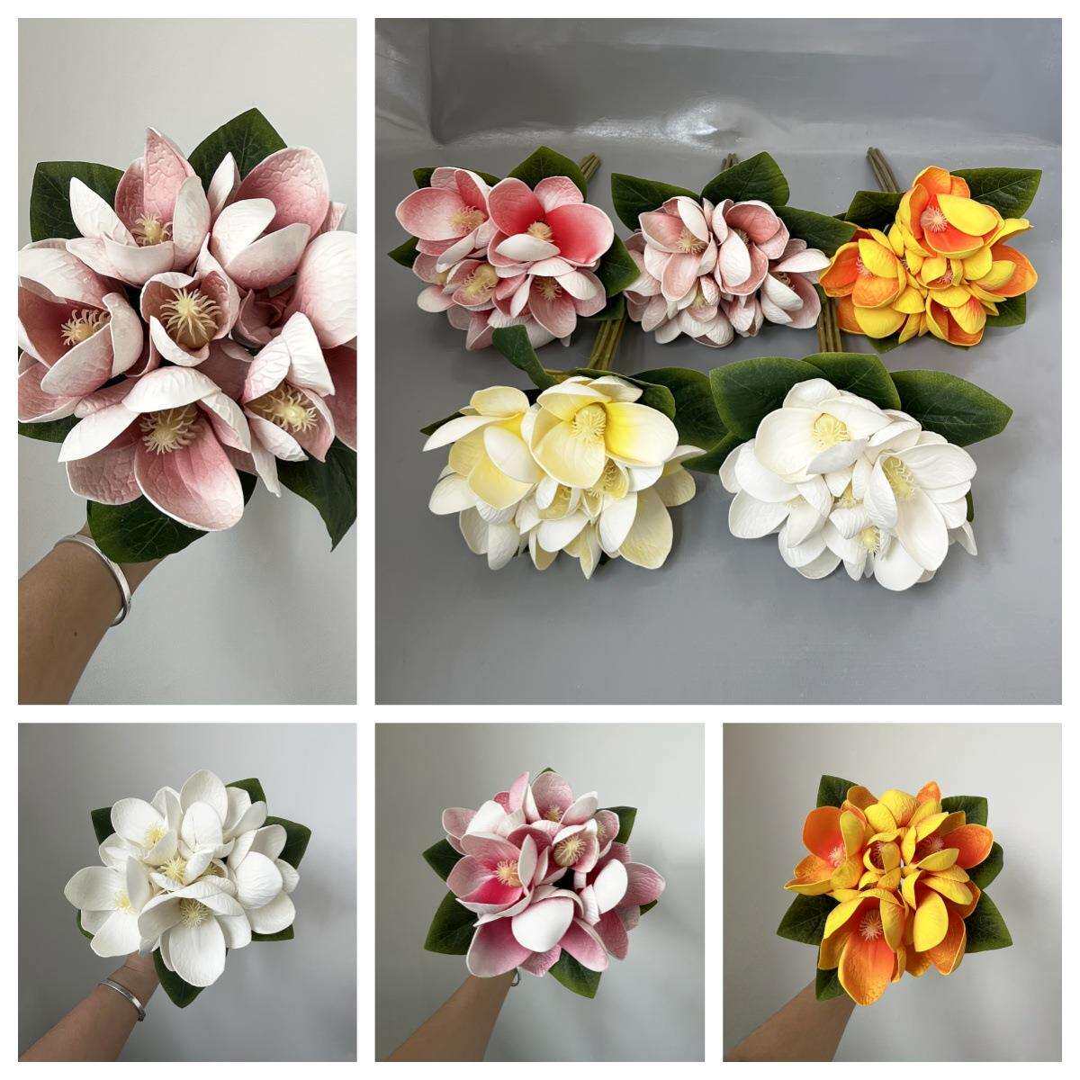 仿真玉兰花手捧花束EVA大花玉兰领证拍照道具家居装饰花假花婚礼