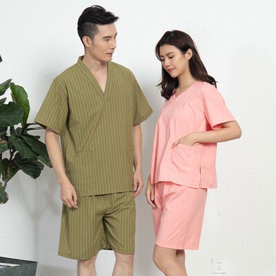 高端弹力米通条汗蒸服足疗洗浴按摩浴衣桑拿服大码加肥浴服男浴服