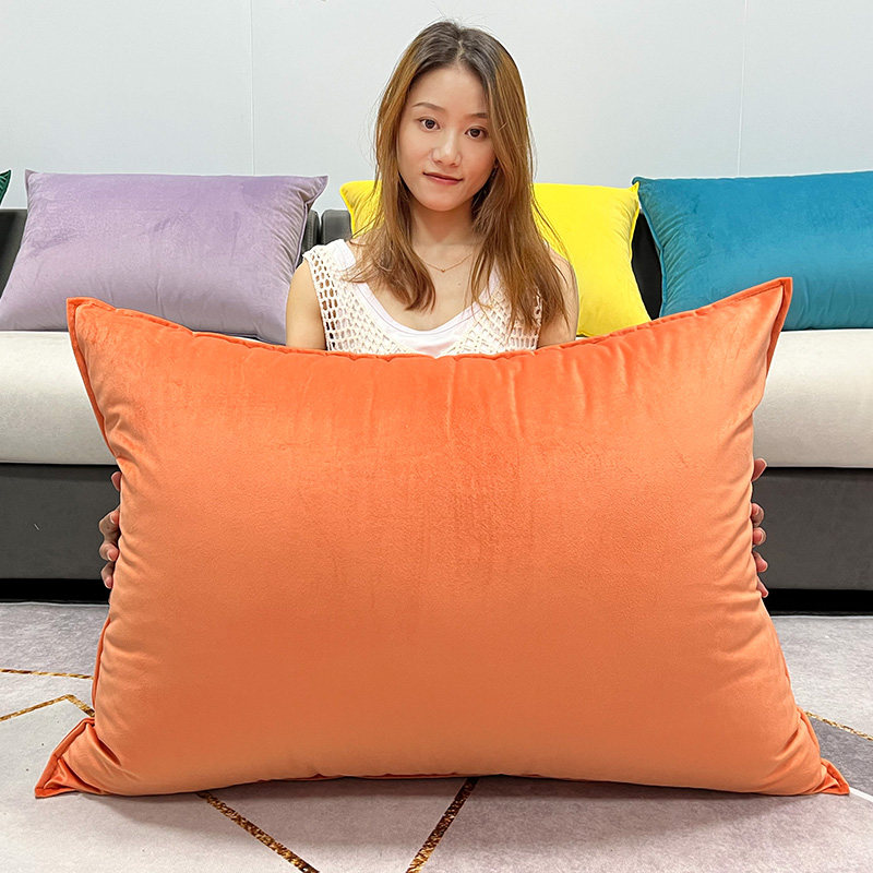 长方形天鹅绒客厅沙发靠枕大号靠背垫抱枕床头腰枕枕套罩不含芯