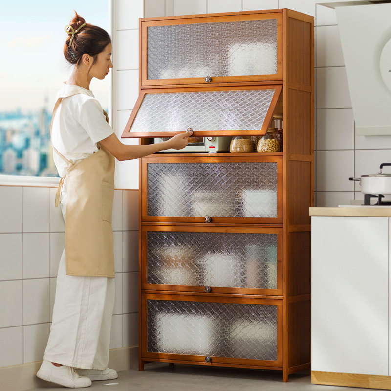 厨房置物架带柜门落地多层多功能橱柜微波炉锅具碗盘收纳储物碗柜,住宅家具,餐边柜,淘宝优惠券,粉丝福利购,淘宝优惠卷