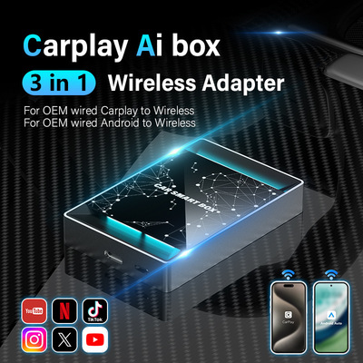 跨境无线carplay AiBox支持AndroidAuto车载智能互联carplay盒子