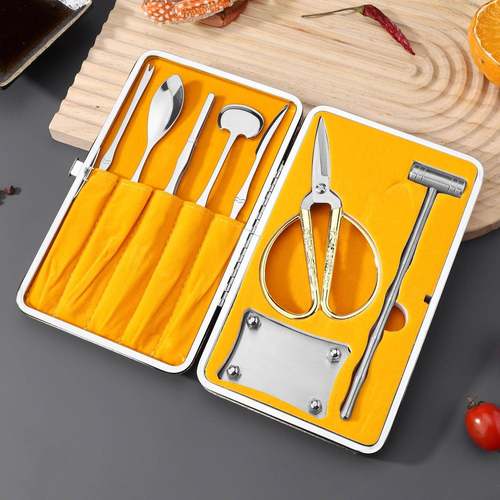 家用不锈钢吃蟹工具蟹八件蟹三件蟹剪蟹具蟹勺大闸蟹礼盒赠品拆蟹