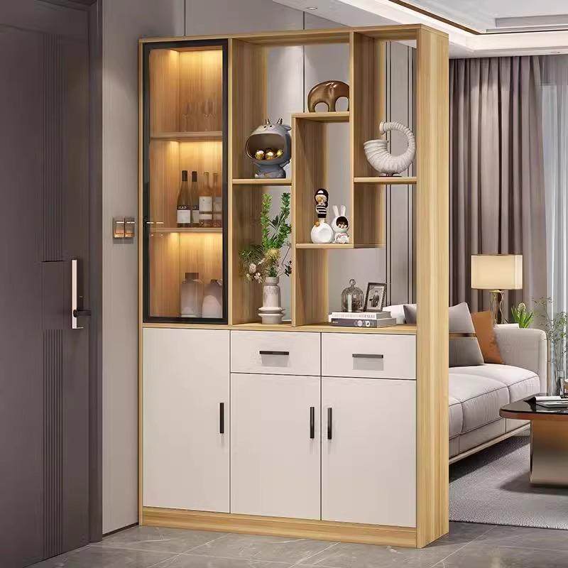 入户正对门玄关柜鞋柜一体实木酒柜2025新款隔断屏风客厅柜间厅柜